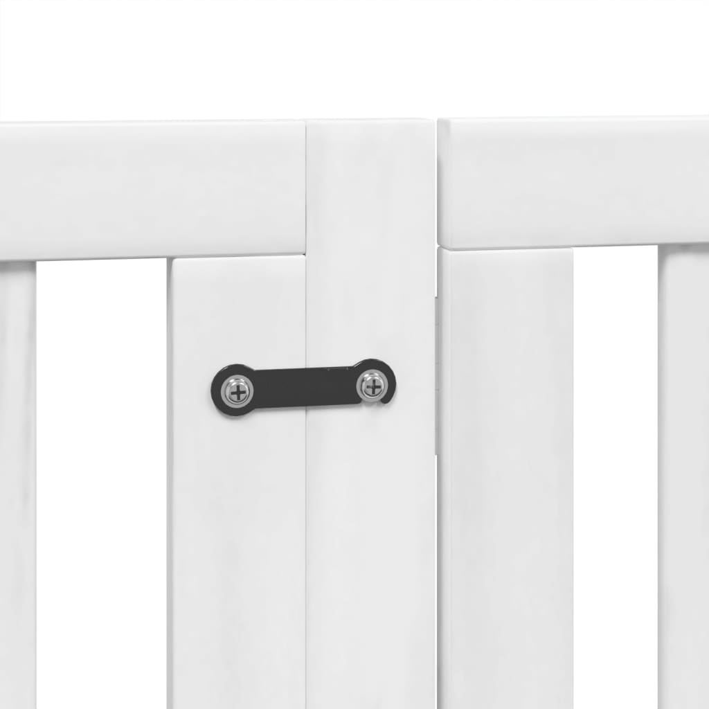 hundelåge med dør 6 paneler 300 cm foldbar poppeltræ hvid