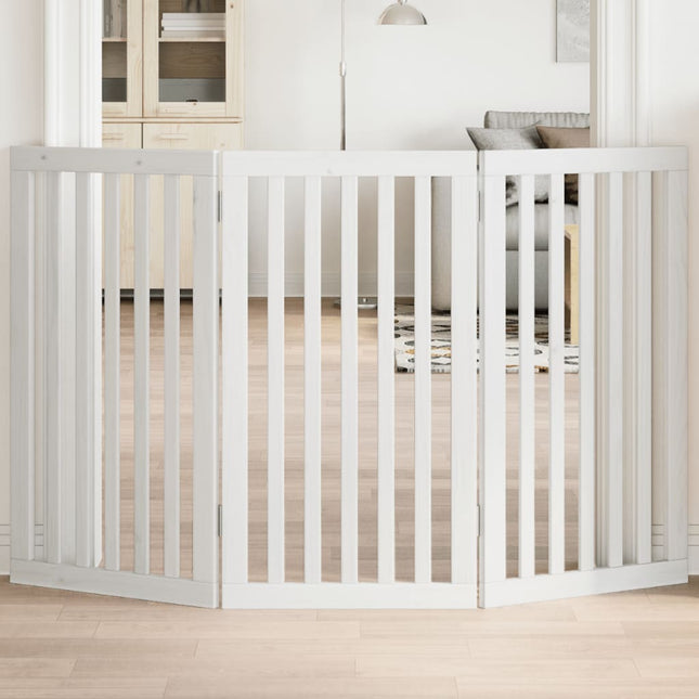 hundelåge 3 paneler 150 cm foldbar poppeltræ hvid