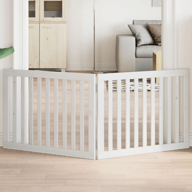 hundelåge 2 paneler 160 cm foldbar poppeltræ hvid