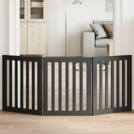 hundelåge 3 paneler 150 cm foldbar poppeltræ sort