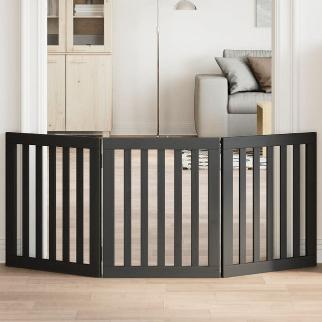 hundelåge 3 paneler 150 cm foldbar poppeltræ sort