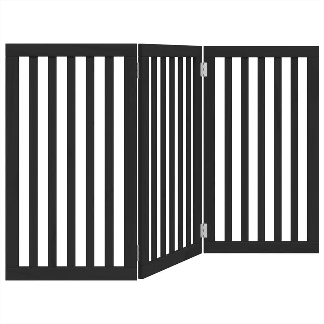 hundelåge 3 paneler 150 cm foldbar poppeltræ sort