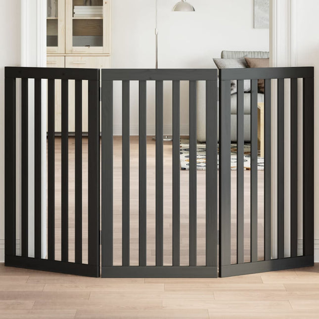 hundelåge 3 paneler 150 cm foldbar poppeltræ sort