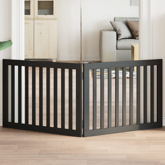 hundelåge 2 paneler 150 cm foldbar poppeltræ sort