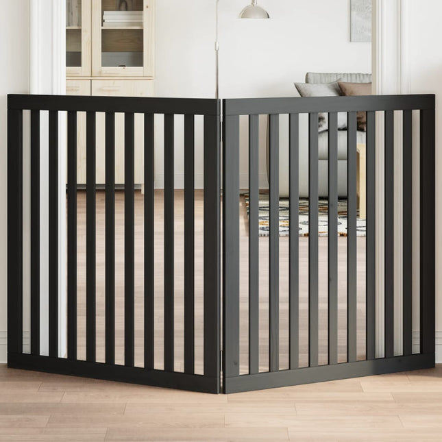 hundelåge 2 paneler 150 cm foldbar poppeltræ sort