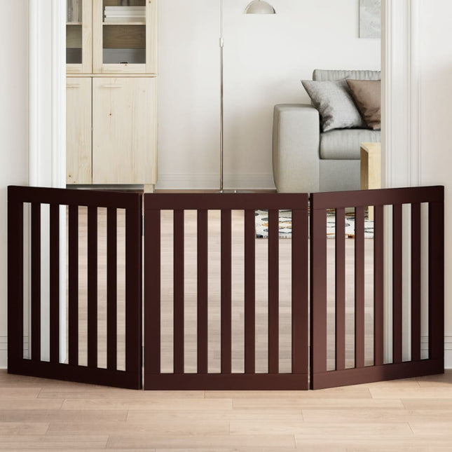 hundelåge 3 paneler 150 cm foldbar poppeltræ brun