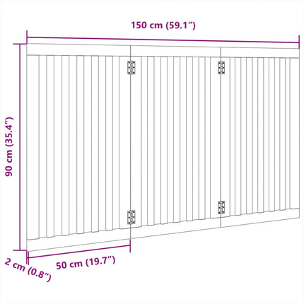 hundelåge 3 paneler 150 cm foldbar poppeltræ brun