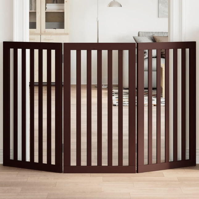 hundelåge 3 paneler 150 cm foldbar poppeltræ brun