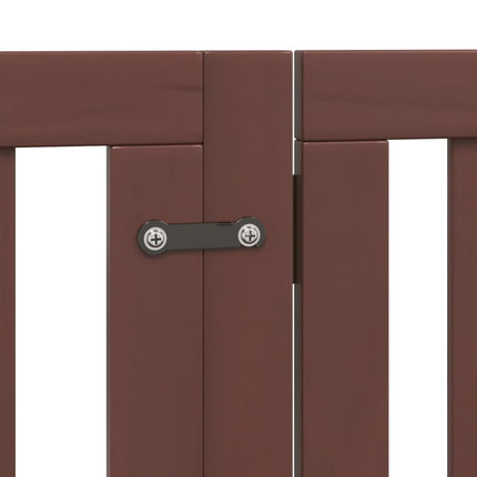 hundelåge med dør 6 paneler 300 cm foldbar poppeltræ brun