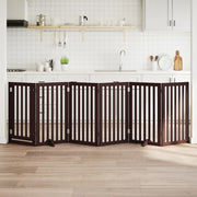 hundelåge med dør 6 paneler 300 cm foldbar poppeltræ brun