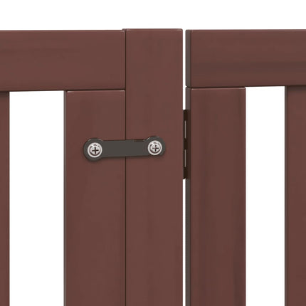 hundelåge med dør 4 paneler 320 cm foldbar poppeltræ brun