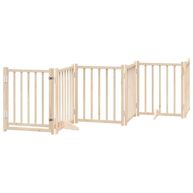 hundelåge m. dør 6 paneler 300 cm foldbar massivt gran