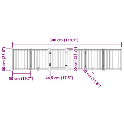 hundelåge m. dør 6 paneler 300 cm foldbar massivt gran