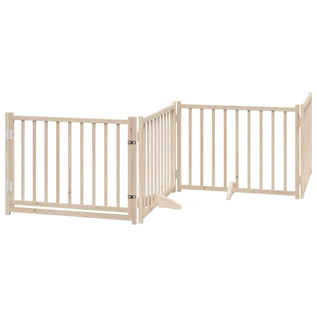 hundelåge m. dør 4 paneler 320 cm foldbar massivt gran