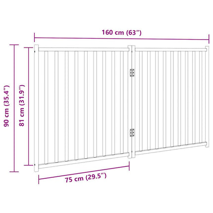 hundelåge 2 paneler 150 cm foldbar massivt gran