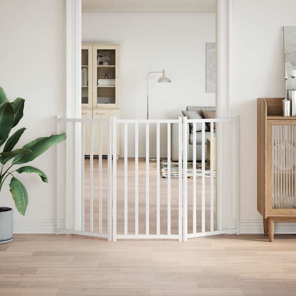 hundelåge 3 paneler 150 cm foldbar massivt gran hvid