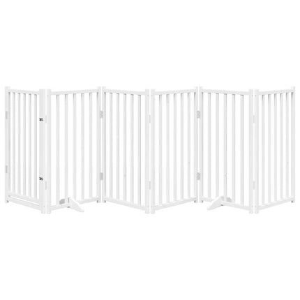 hundelåge m. dør 6 paneler 300 cm foldbar massivt gran hvid