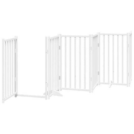 hundelåge m. dør 6 paneler 300 cm foldbar massivt gran hvid