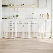 hundelåge m. dør 6 paneler 300 cm foldbar massivt gran hvid
