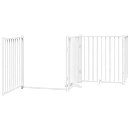 hundelåge m. dør 4 paneler 320 cm foldbar massivt gran hvid