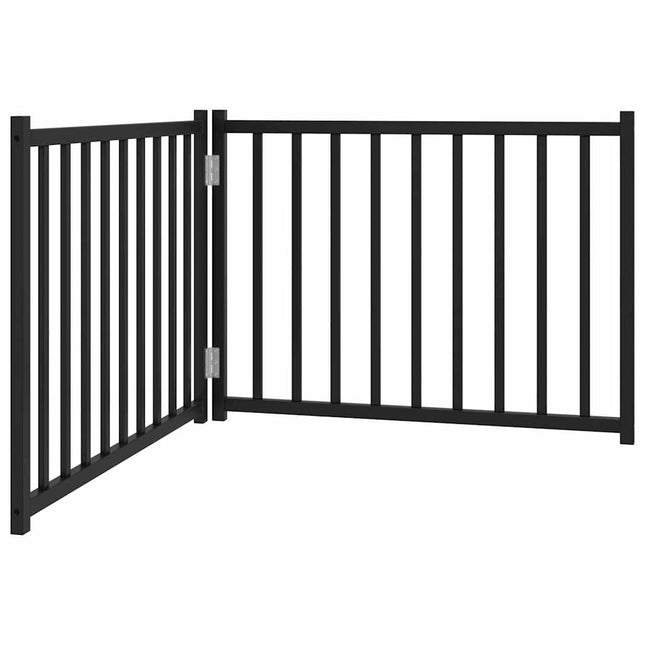 hundelåge 2 paneler 150 cm foldbar massivt gran sort