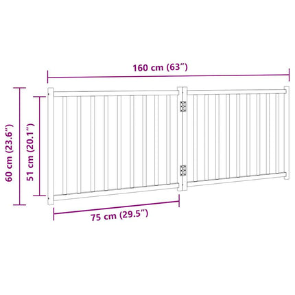 hundelåge 2 paneler 150 cm foldbar massivt gran sort