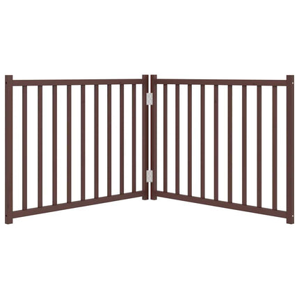 hundelåge m. dør 2 paneler 160 cm foldbar massivt gran brunt eg