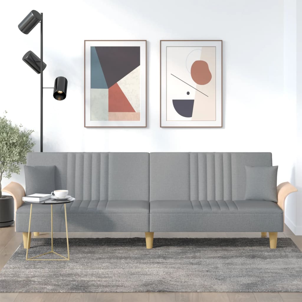 sovesofa med armlæn stof lysegrå