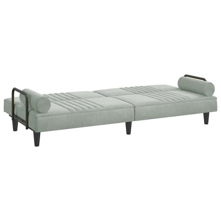 sovesofa med armlæn velour lysegrå