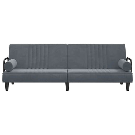 sovesofa med armlæn velour mørkegrå