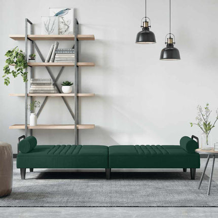 sovesofa med armlæn velour mørkegrøn