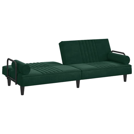 sovesofa med armlæn velour mørkegrøn