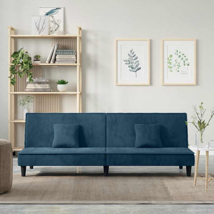 sovesofa velour blå