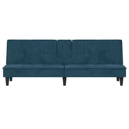 sovesofa med kopholdere velour blå