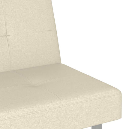 sovesofa med kopholdere kunstlæder cremefarvet