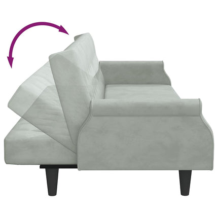 sovesofa med armlæn velour lysegrå