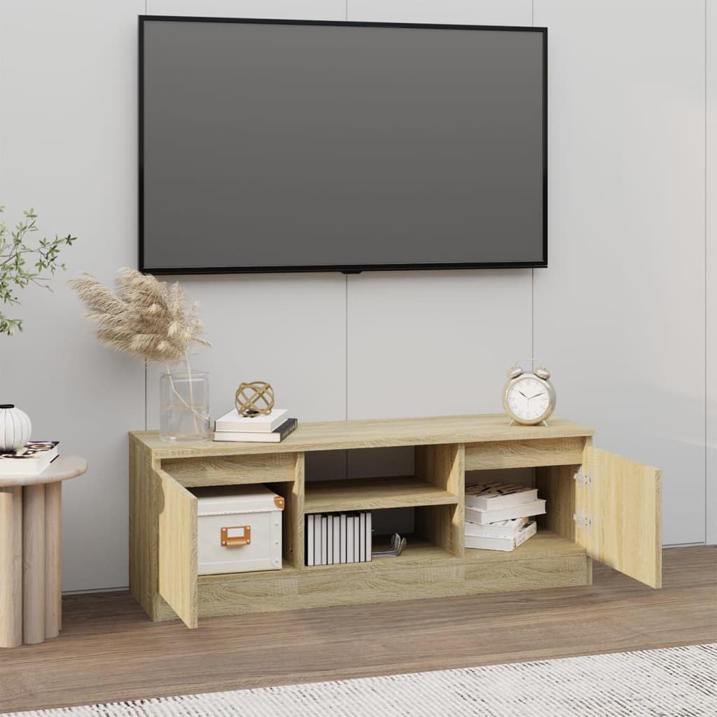 tv-bord med låge 102x30x36 cm sonoma-eg