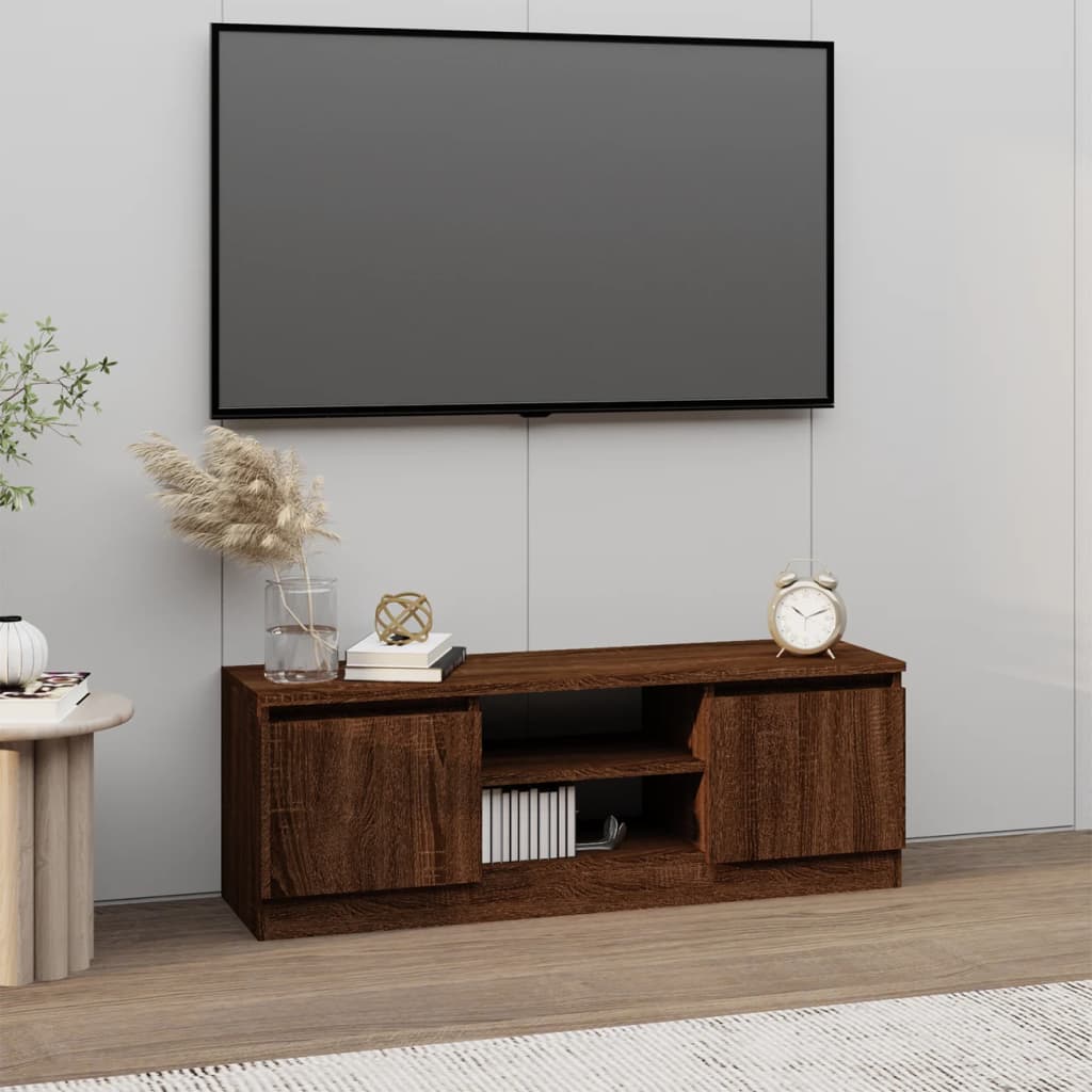 tv-bord med låge 102x30x36 cm brun egetræsfarve