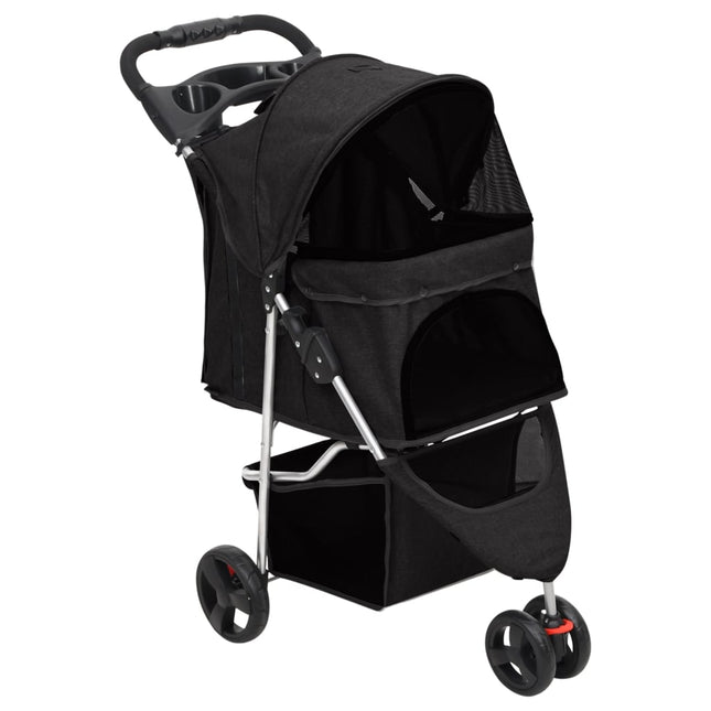 foldbar hundeklapvogn 80x46x98 cm oxfordstof sort