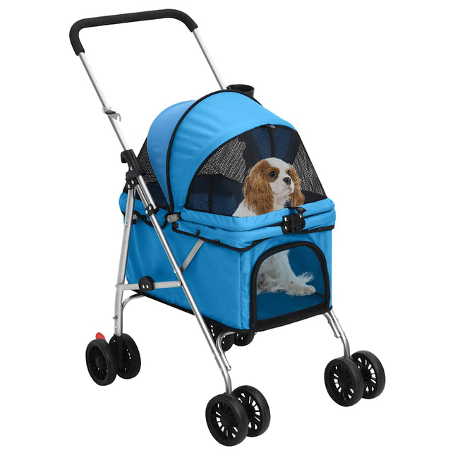 foldbar hundeklapvogn 76x50x100 cm oxfordstof blå