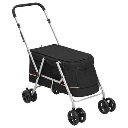 foldbar hundeklapvogn 100x49x96 cm linned sort