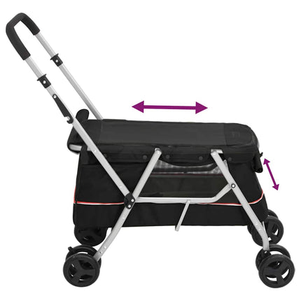 foldbar hundeklapvogn 100x49x96 cm linned sort