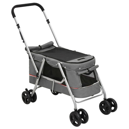 foldbar hundeklapvogn 100x49x96 cm linned grå