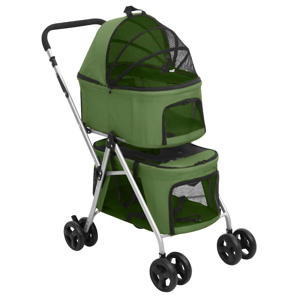 Dobbelt hundeklapvogn foldbar 83×48×97 cm - oxfordstof, grøn