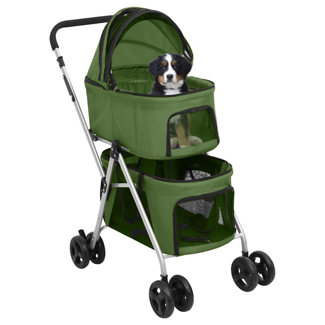dobbelt hundeklapvogn foldbar 83x48x97 cm oxfordstof grøn