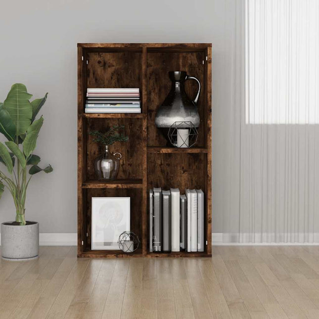 bogreol/skænk 50x25x80 cm konstrueret træ røget egetræ