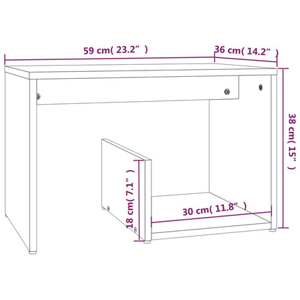 sidebord 59x36x38 cm konstrueret træ brun egetræsfarve