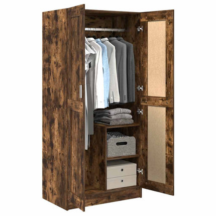 klædeskab 82,5x51,5x180 cm konstrueret træ røget egetræsfarve
