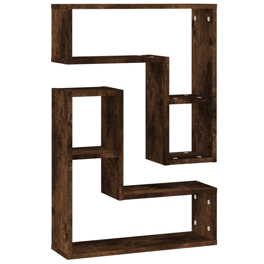 væghylder 2 stk. 50x15x50 cm konstrueret træ røget egetræ