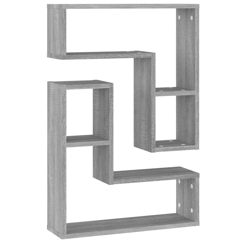 væghylder 2 stk. 50x15x50 cm konstrueret træ grå sonoma-eg